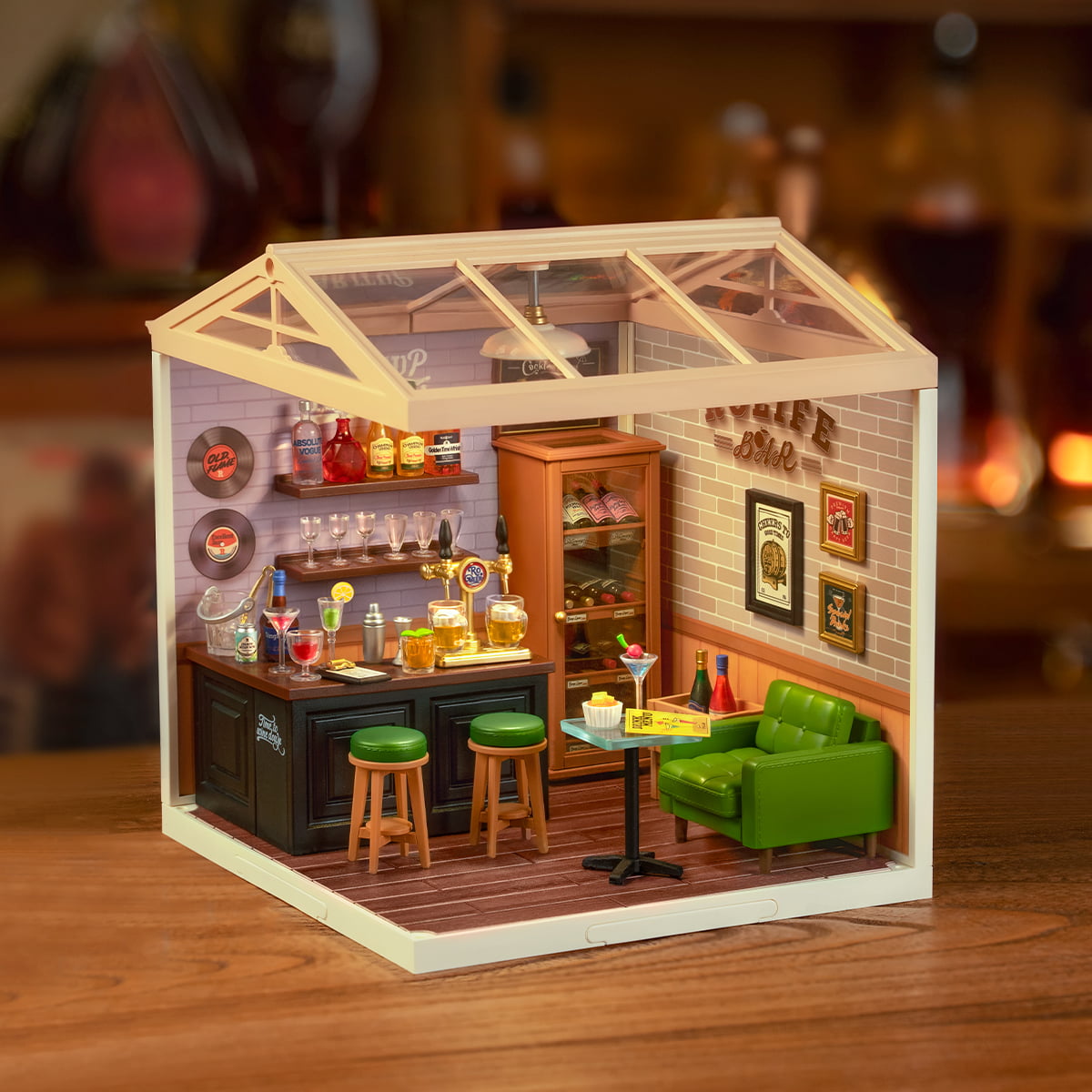 Rolife Leisurely Cheers Bar DIY Plastic Miniature House DW012