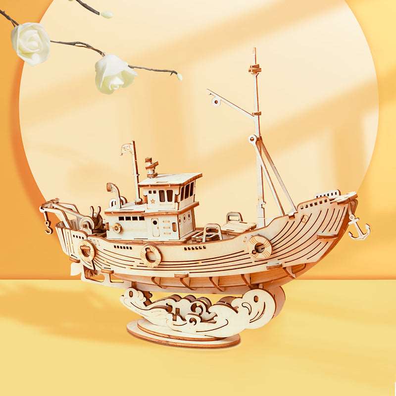 Fishing Ship Model 3D Wooden Puzzle Rolife