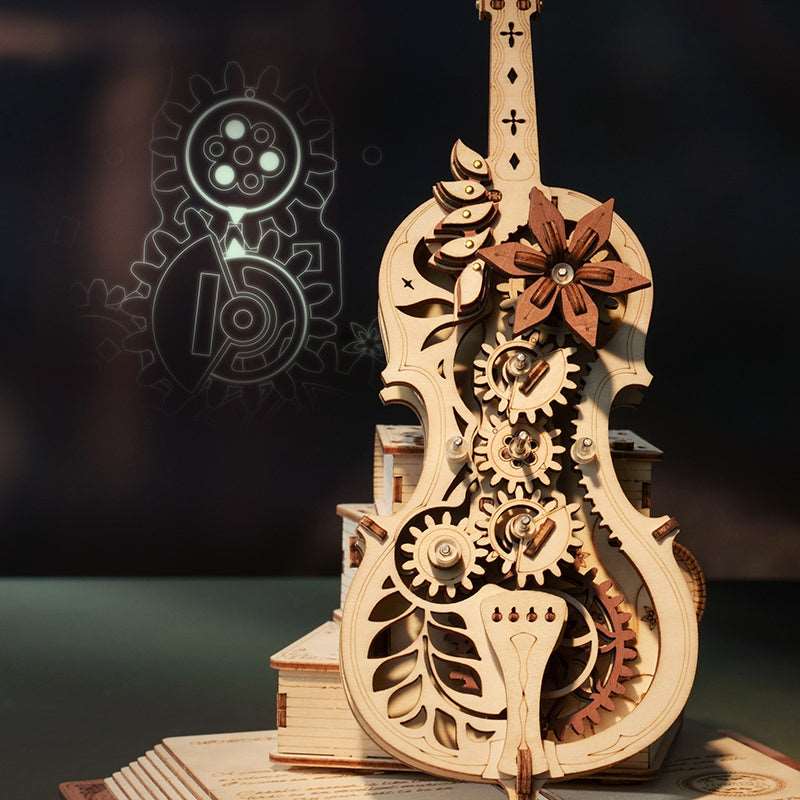 Magic Cello Mechanical Music Box 3D Wooden Puzzle