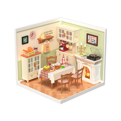 Rolife Warm Dining Room Plastic DIY Miniature House DW015B