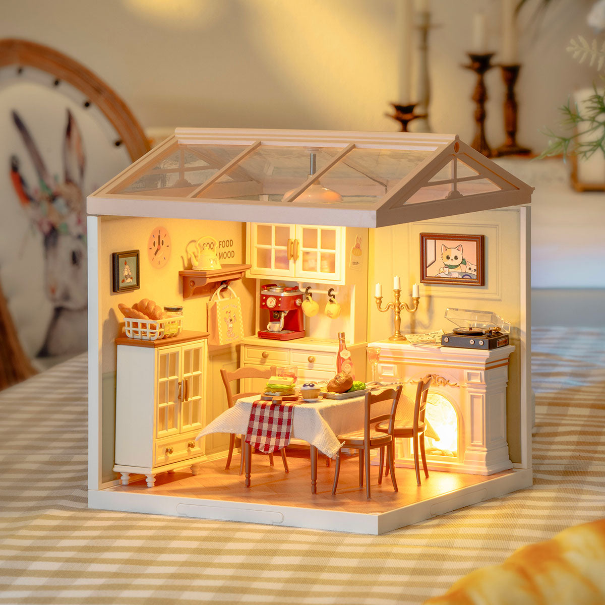 Rolife Warm Dining Room Plastic DIY Miniature House DW015B