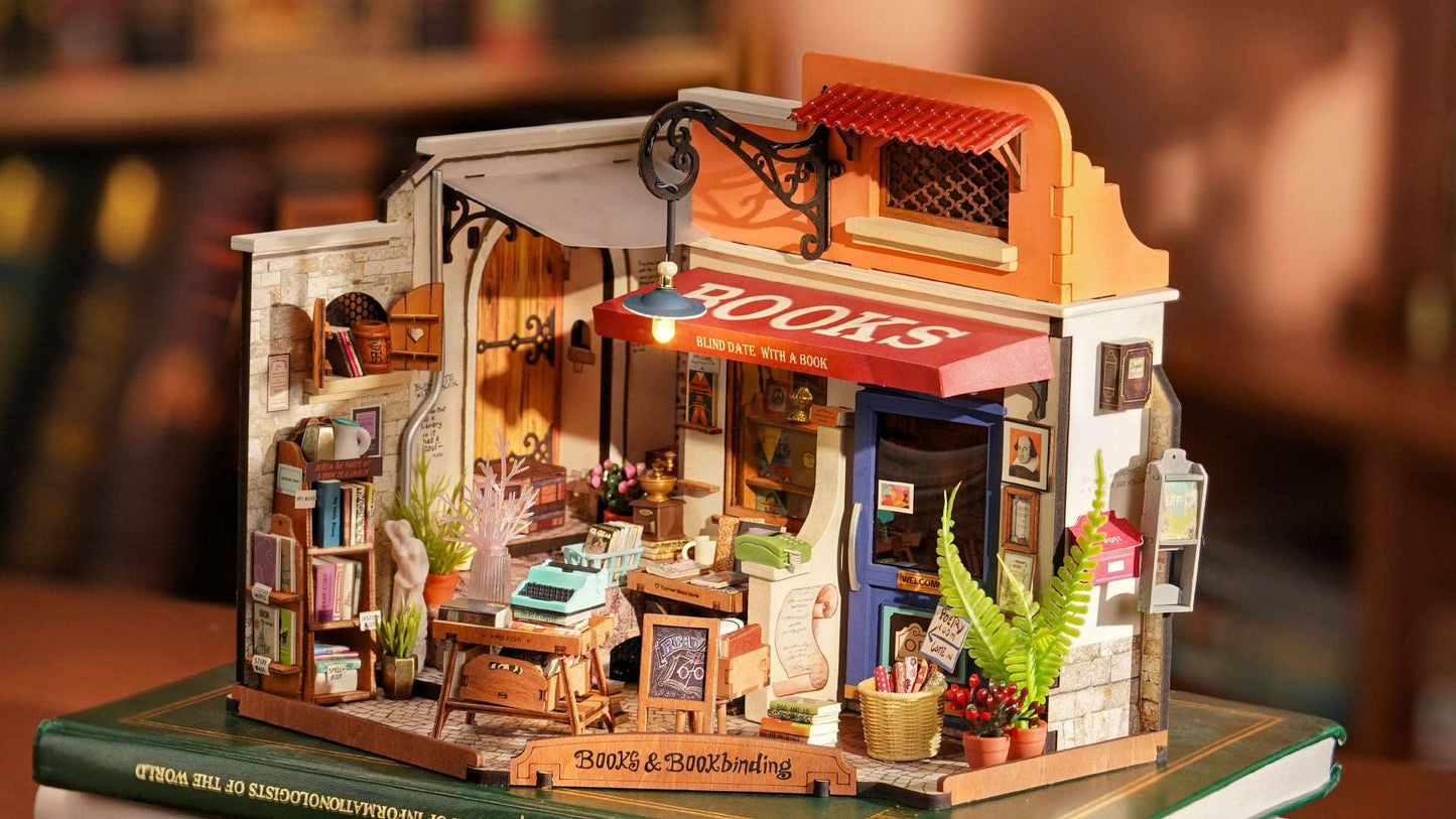 Corner Bookstore DIY Miniature House Kit