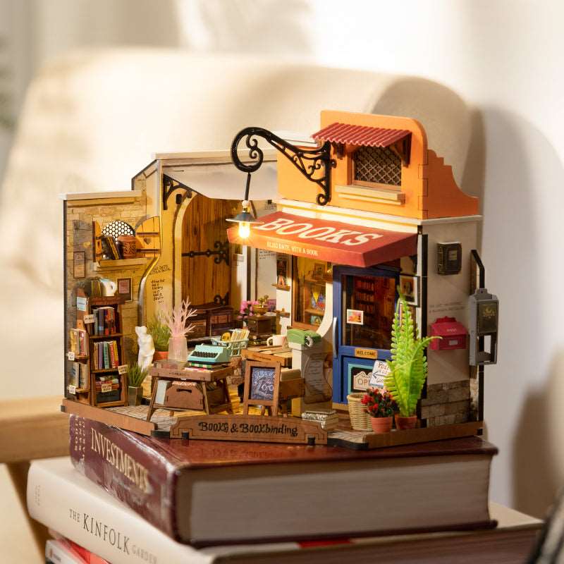 Corner Bookstore DIY Miniature House Kit Rolife