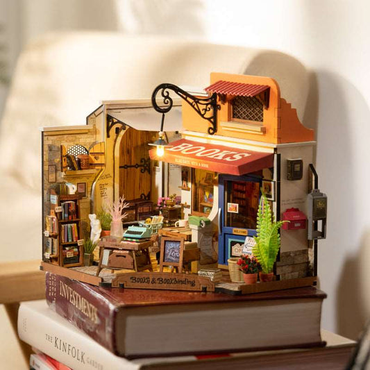 Corner Bookstore DIY Miniature House Kit Rolife