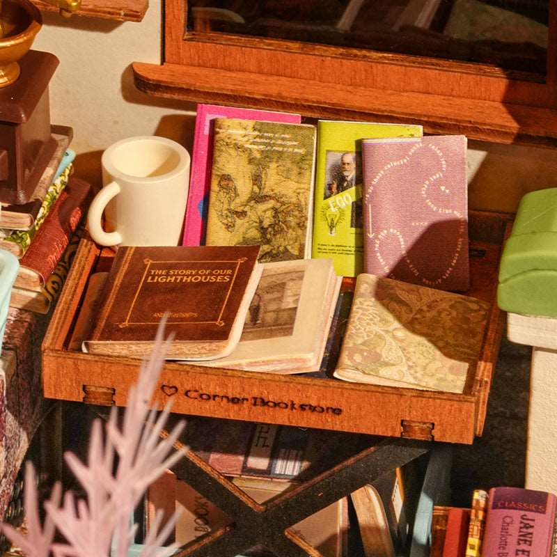 Corner Bookstore DIY Miniature House Kit