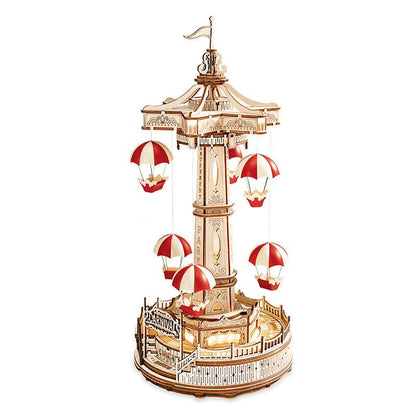 Parachute Tower DIY Music Box 3D Wooden Puzzle