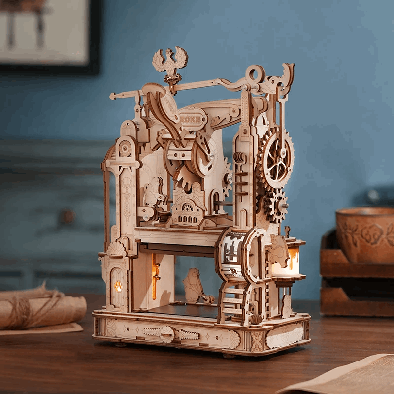 Classic Printing Press Mechanical 3D Wooden Puzzle ROKR