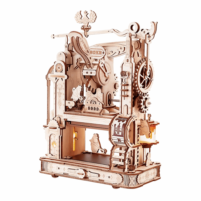 Classic Printing Press Mechanical 3D Wooden Puzzle