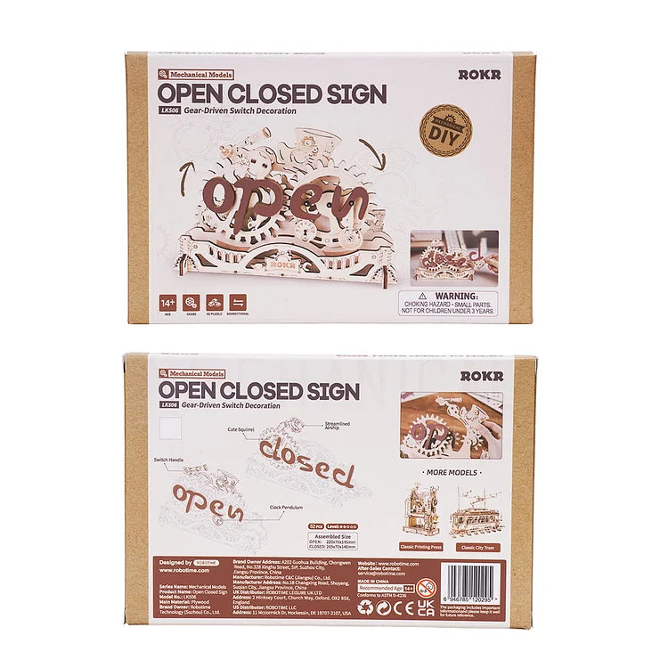 Open Closed Sign 3D Wooden Puzzle